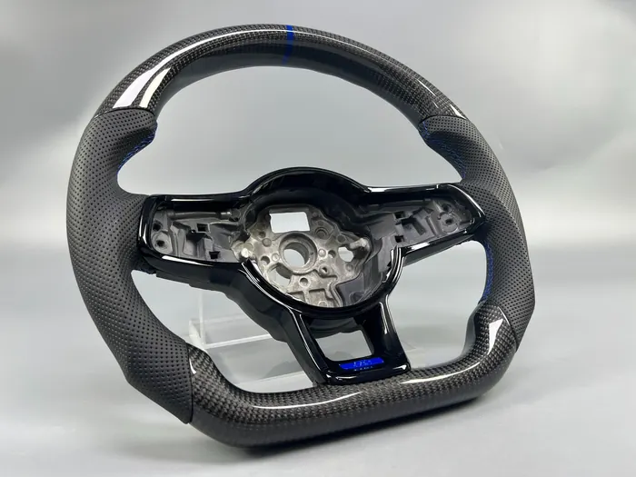 Custom Build Blue Stripe Flat Bottom custom steering wheel by REVUP Lebanon